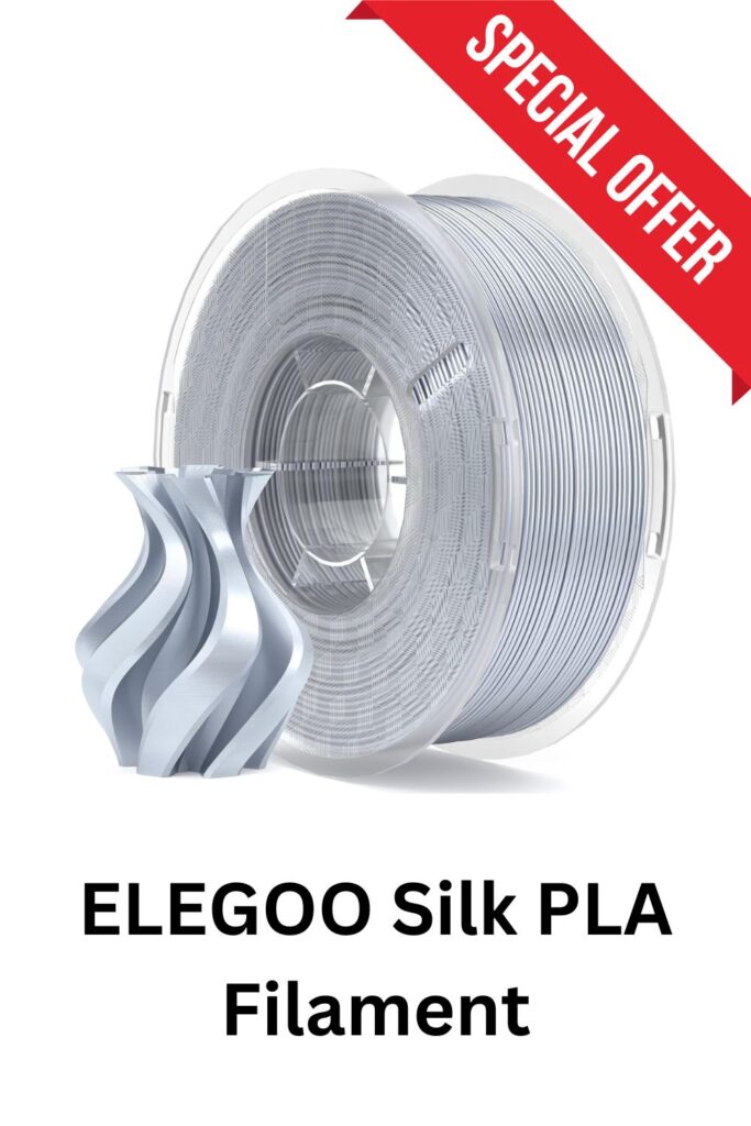 ELEGOO Silk PLA Filament 1.75mm Silver Grey 1KG, 3D Printer Filament Dimensional Accuracy +/- 0.02mm, 1kg Plastic Spool(2.2lbs) 3D Printing Filament Fits for Most FDM 3D Printers