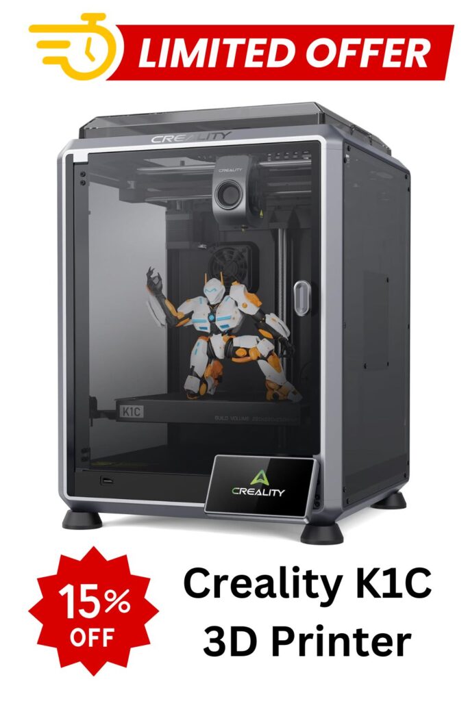 Creality K1C 3D Printer, 600mm/s Fast Speed Auto Leveling 3D Printers with AI Camera for 300°C Printing, Switchable Silent Mode Reliable Carbon Fiber 3D Printing 220 * 220 * 250mm