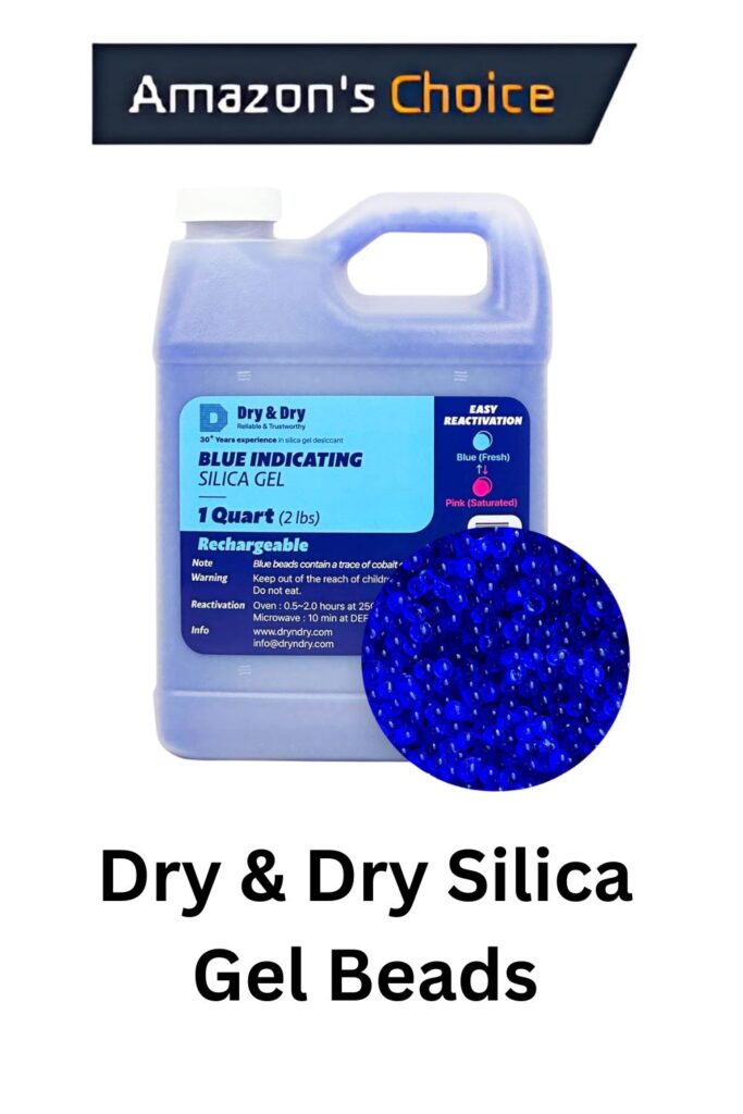 Dry & Dry [2 LBS] Blue Indicating Silica Gel Beads Desiccants (Industry Standard 3-5 mm) - Reusable Desiccant Beads Silica Beads(Blue to Pink)