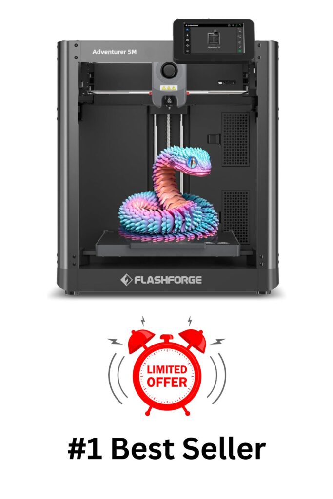 FLASHFORGE Adventurer 5M 3D Printer with Fully Auto Leveling, Max 600mm/s High Speed Printing, 280°C Direct Extruder with 3S Detachable Nozzle, Core XY All Metal Structure, Print Size 220x220x220mm