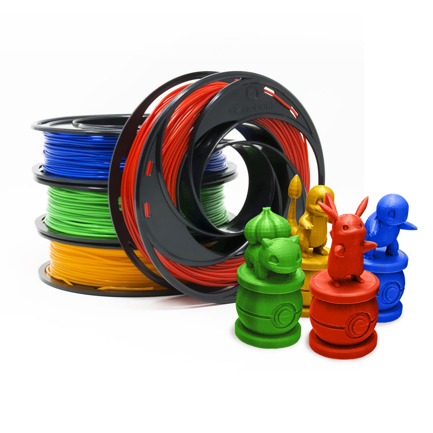 Gizmo Dorks PLA Filament for 3D Printers 1.75mm 200g, 4 Color Pack Multicolor- Blue, Green, Orange, Red