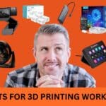 A happy man amazed at all the 10 Top Amazon Gadgets for 3D Printing Workspaces: Lights, Cameras, and More