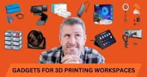A happy man amazed at all the 10 Top Amazon Gadgets for 3D Printing Workspaces: Lights, Cameras, and More