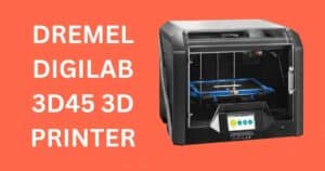 Dremel DigiLab 3D45 3D printer crafting a black PLA vase, highlighting its enclosed design and vibrant touchscreen.