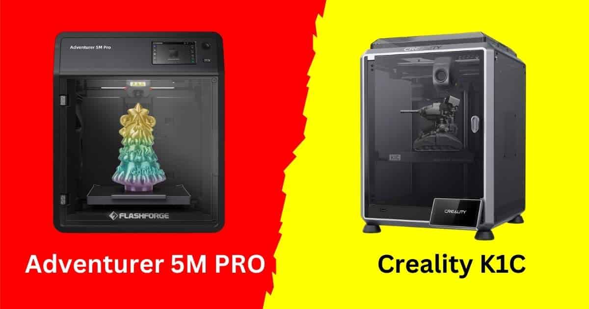 Flashforge Adventurer 5M PRO vs Creality K1C 3D printers in action, crafting bold decor pieces.