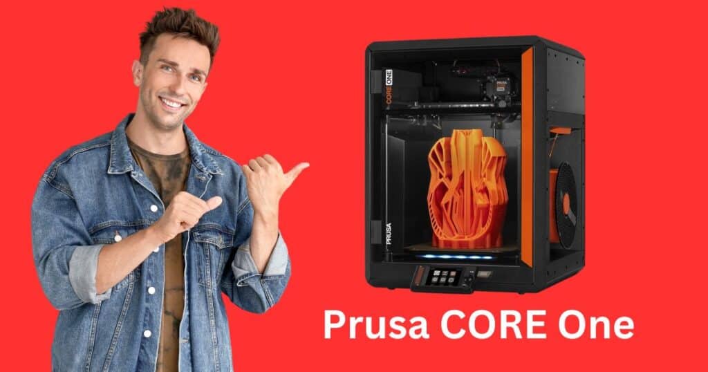 Prusa CORE One 3D printer crafting a vibrant home decor item with precision and speed.
