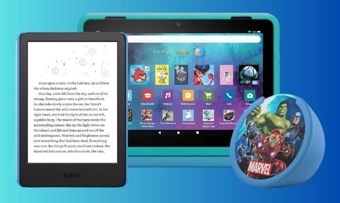 Amazon Kids Device Bundle: "Amazon Kids Device Bundle 2025 with tablet, e-reader, speaker"