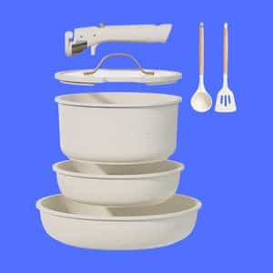CAROTE 7pcs Pots and Pans Set Non Stick, Cookware Set with Detachable Handle