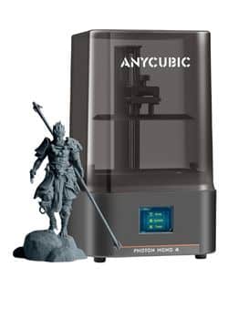 ANYCUBIC Photon Mono 4 resin 3D printer with 10K resolution, great for detailed prints on a budget.