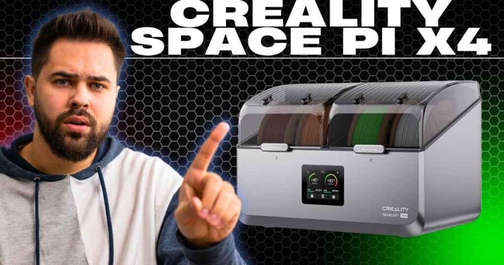 a young white male showing Creality Space Pi X4 Filament Dryer