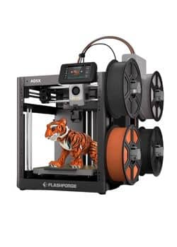 FLASHFORGE AD5X Multi-Color 3D printer, supporting vibrant four-color prints with fast 600mm/s speed.
