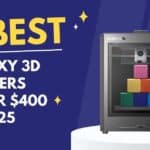 Comparison of top CoreXY 3D printers under $400 including Flashforge Adventurer 5M, Elegoo Centauri Carbon, and Adventurer 5M Pro models on a desk setup