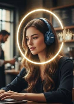 A young woman wearing a Bose QuietComfort Bluetooth Headphone