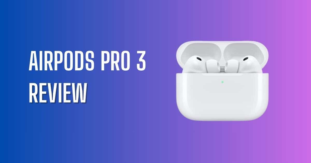 A close-up of the Apple AirPods Pro 3 earbuds in their open charging case, highlighting their sleek design.