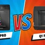 Side-by-side comparison of Flashforge Adventurer 5M Pro and Qidi Q1 Pro 3D printers with text overlay 'Flashforge Adventurer 5M Pro vs Qidi Q1 Pro: Which Budget Printer Wins in 2025?