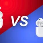 Close-up of Samsung Galaxy Buds 3 Pro and Apple AirPods Pro 3 side by side, showcasing their sleek designs for a wireless earbuds comparison.