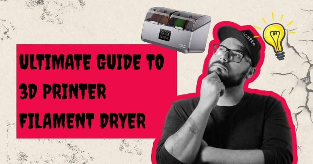 A close-up of a 3D printer extruding wet filament, showing stringing and bubbling, highlighting the need for a filament dryer.