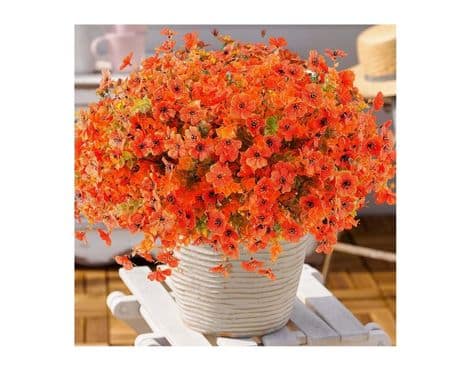 36 Pcs Artificial Mums Flowers Outdoor Plastic Fall Flowers Fake Mums Autumn Greenery Flower for Porch Window Box Farmhouse Thanksgiving Home Decor