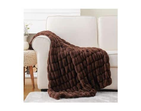 BATTILO HOME Chocolate Brown Faux Fur Throw Blanket for Couch