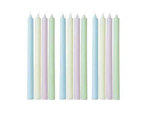 Colored Taper Candles Set of 12 Unscented