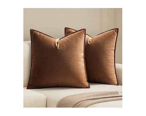 MIULEE Pack of 2 Brown Decorative Velvet Throw Pillow Covers
