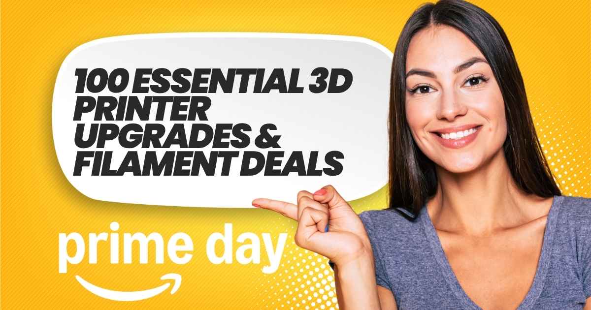 A workbench showcasing a 3D printer, various colorful filament spools, and a selection of common 3D printing tools and accessories, highlighting upgrade potential.