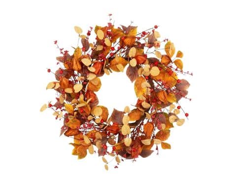 VGIA 18 Inch Fall Wreath Front Door Wreath with Cape Gooseberries