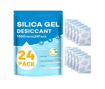 Silica gel desiccant packets for filament storage