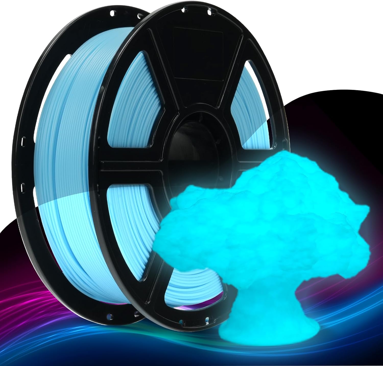 FLASHFORGE Rapid PLA glow in the dark filament Luminous Blue 3D printing 310% brighter