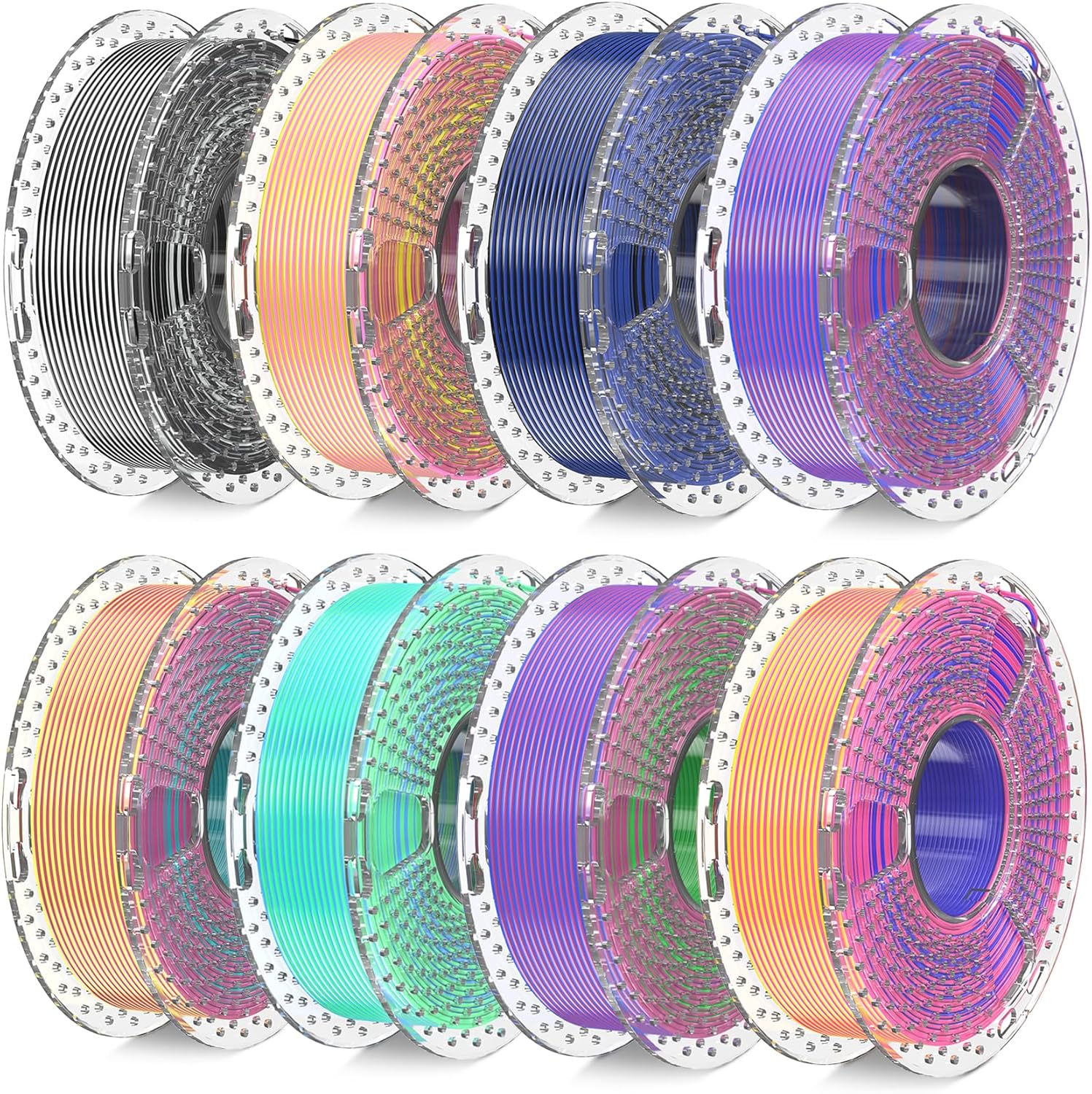 SUNLU Silk PLA multicolor bundle dual and triple color changing filament