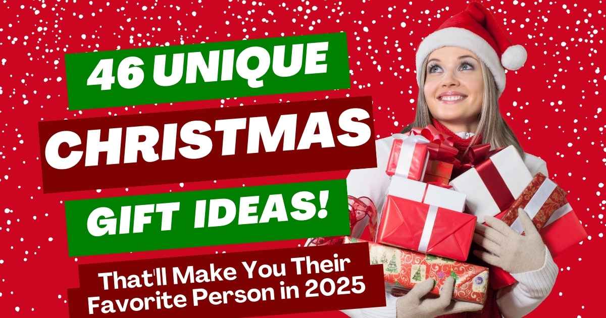 Top 46 Christmas gifts for 2025 arranged on festive background with ribbons and holiday decorations