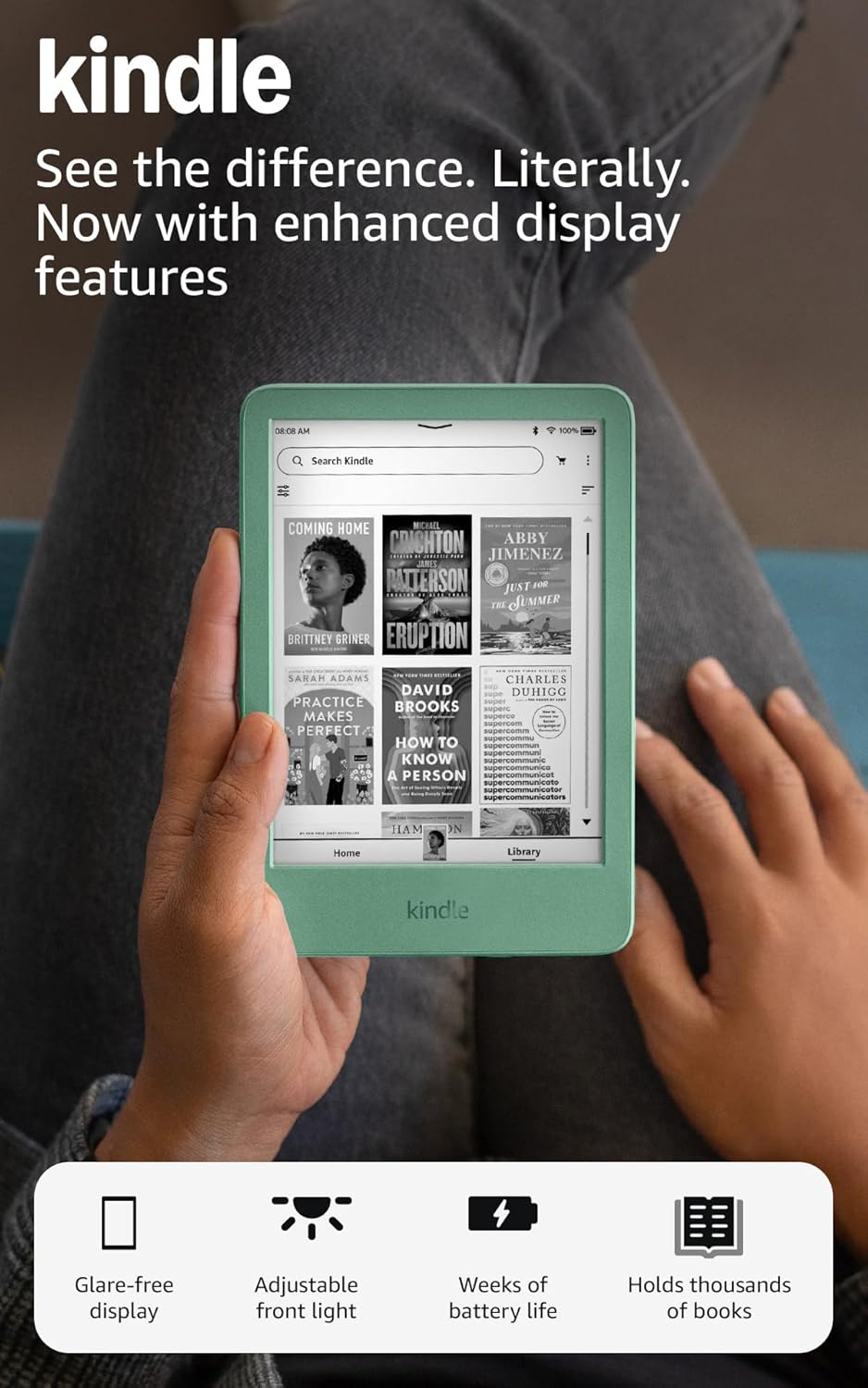 Amazon Kindle 16GB e-reader in matcha green