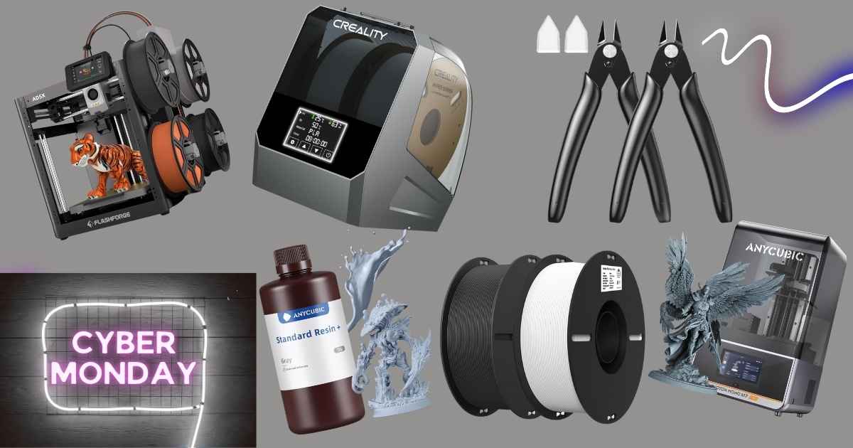 Best Cyber Monday 3D Printer Deals 2025 featuring discounted FDM and resin printers with sale price tags