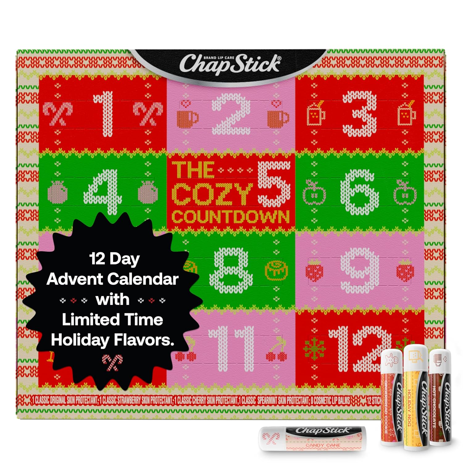 ChapStick advent calendar with 12 lip balms