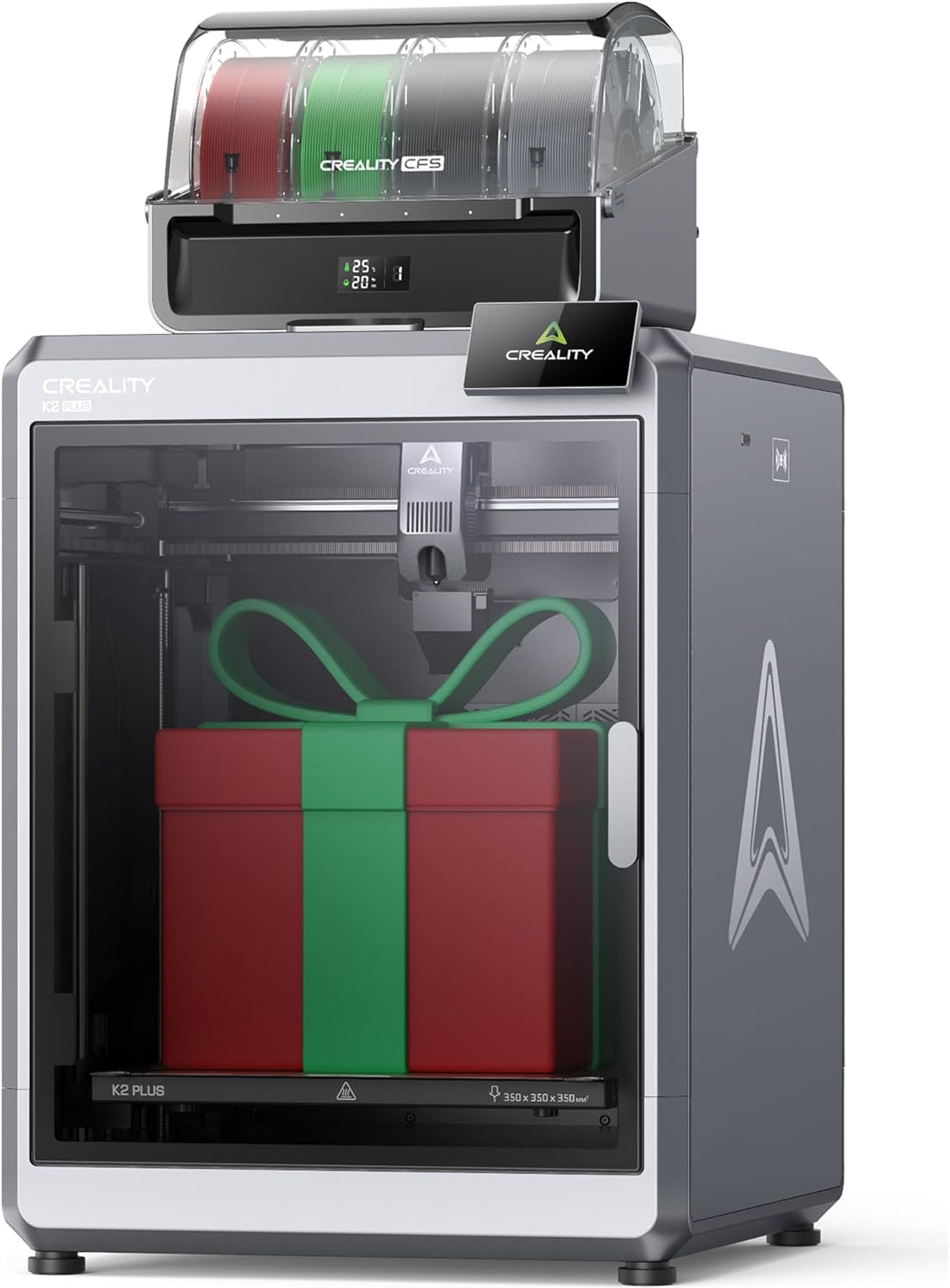 Creality K2 Plus Combo multi-color 3D printer with massive 350mm build volume and CFS filament system for professional prints