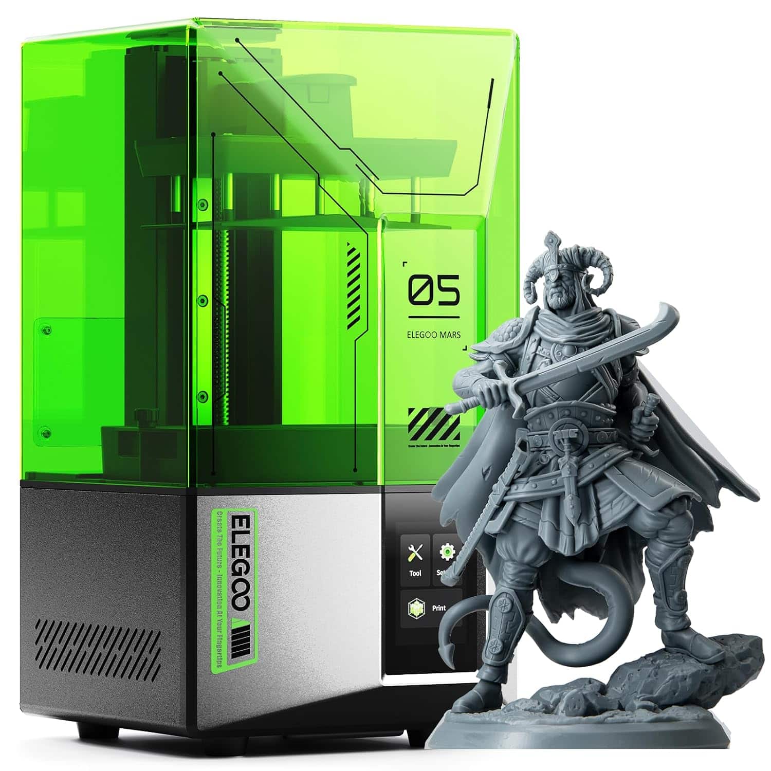 ELEGOO Mars 5 resin 3D printer with automatic leveling and 4K mono LCD for effortless high quality miniature printing
