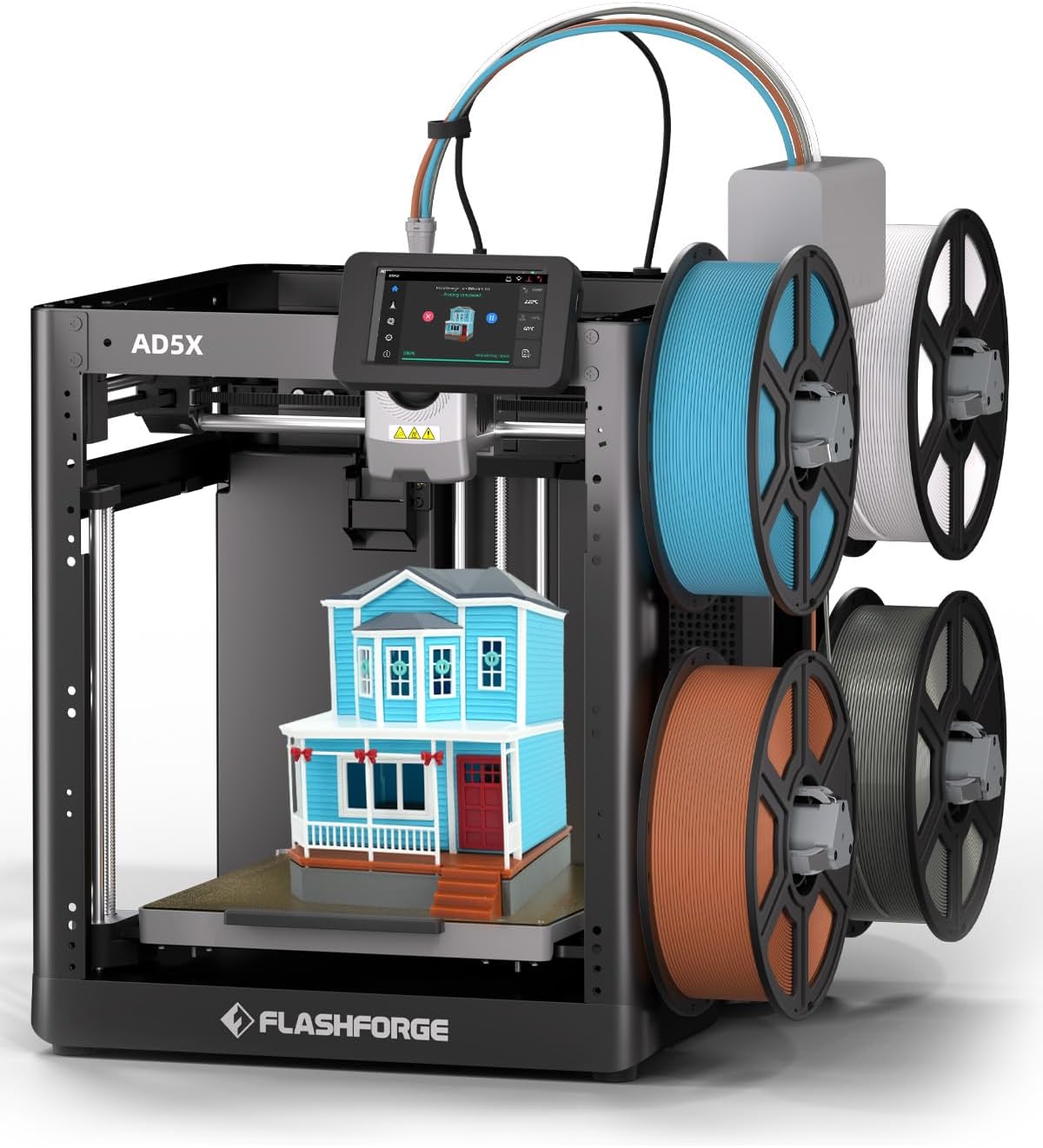 FLASHFORGE AD5X multi-color 3D printer with 4-color Intelligent Filament System and HEPA filtration