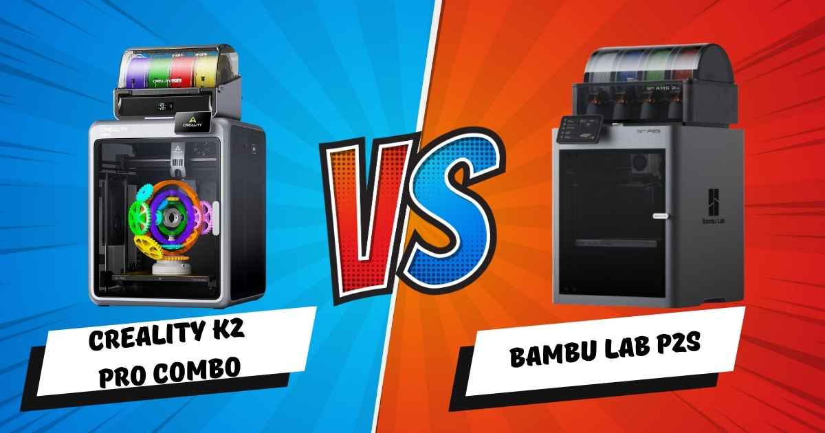 Creality K2 Pro Combo multicolor 3D printer with CFS filament system on black background - Creality K2 Pro Combo vs Bambu Lab P2S