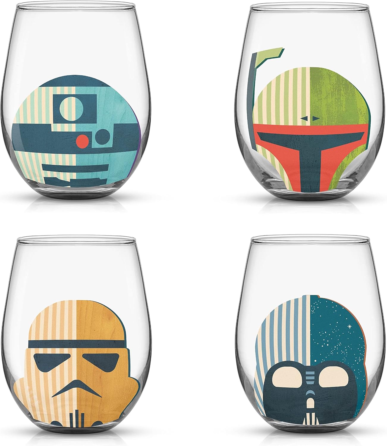 Set of 4 JoyJolt Star Wars helmet design stemless tumblers in different colors