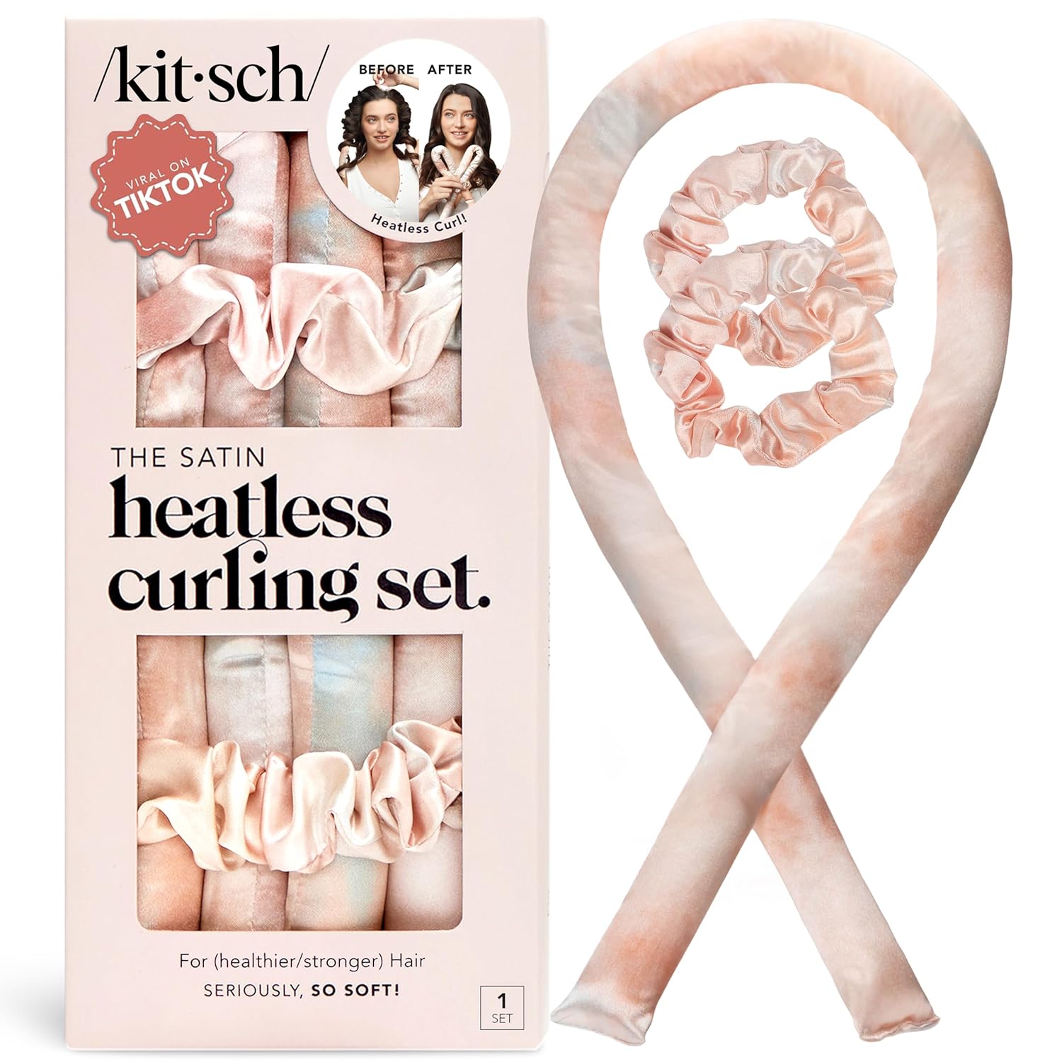 Kitsch satin heatless curling set with scrunchies