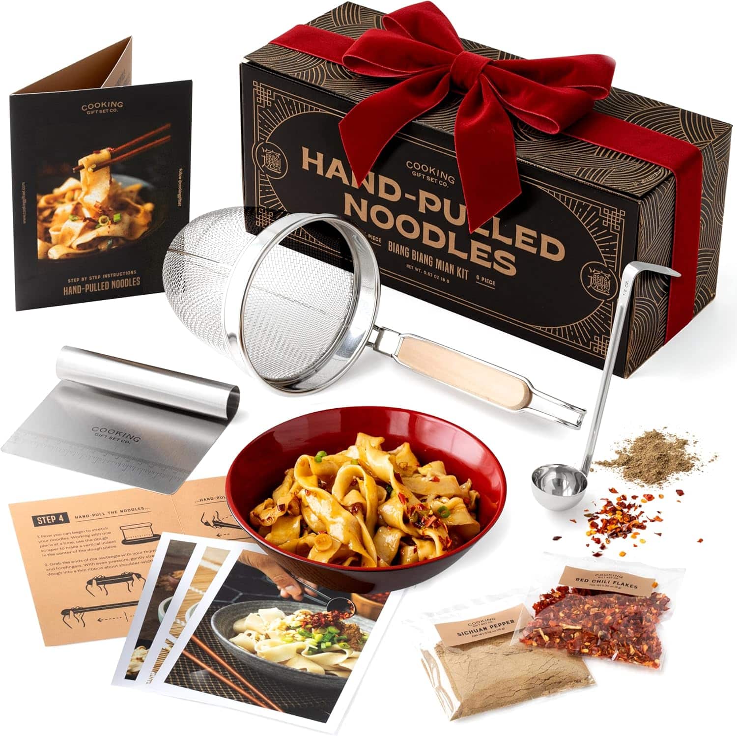 Stainless steel noodle basket strainer set with handles for Asian cooking