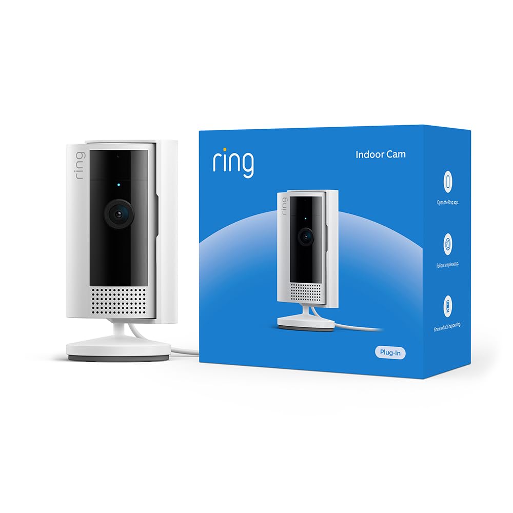 Ring indoor security camera white minimalist design affordable smart home Cyber Monday 2025