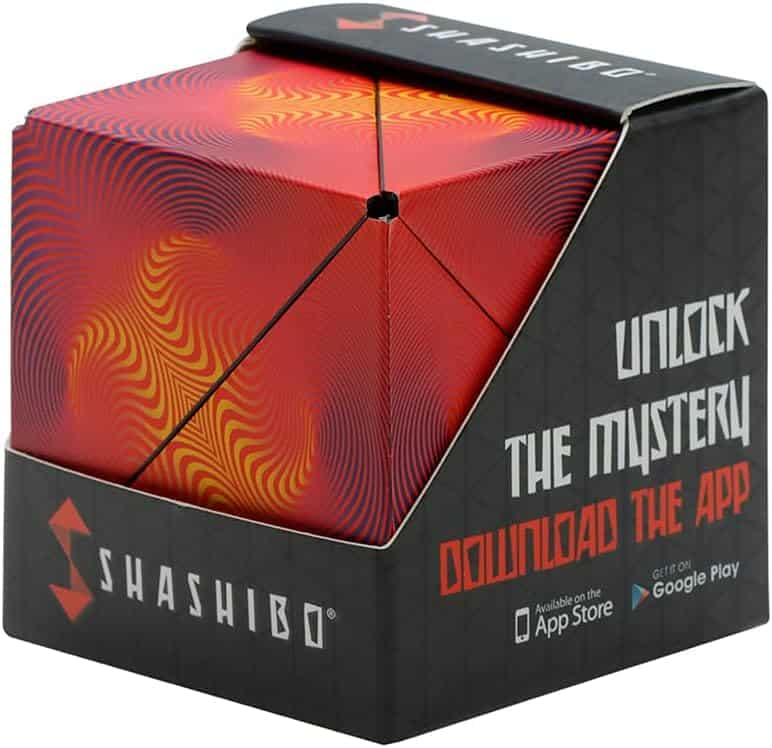 SHASHIBO shape shifting magnetic puzzle cube showing multiple colorful transformation configurations