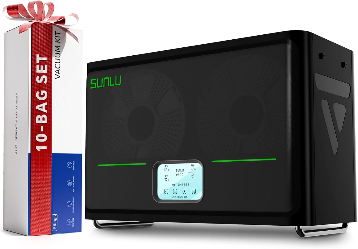 Sunlu S4 four-spool filament dryer with advanced triple fan system and auto humidity control for professional 3D printing