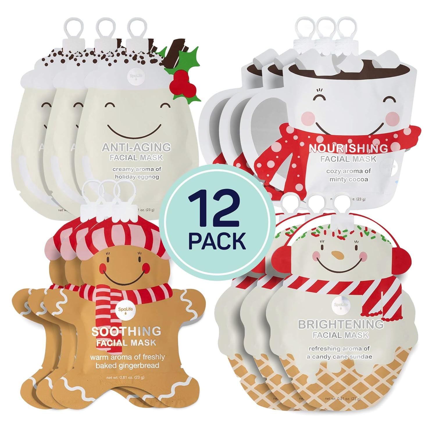SpaLife Christmas face mask bundle 12 pack