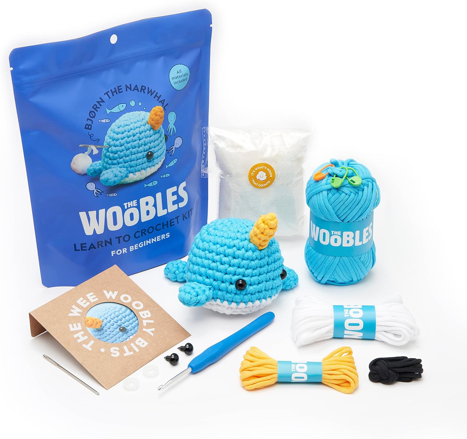 Woobles beginner crochet kit narwhal