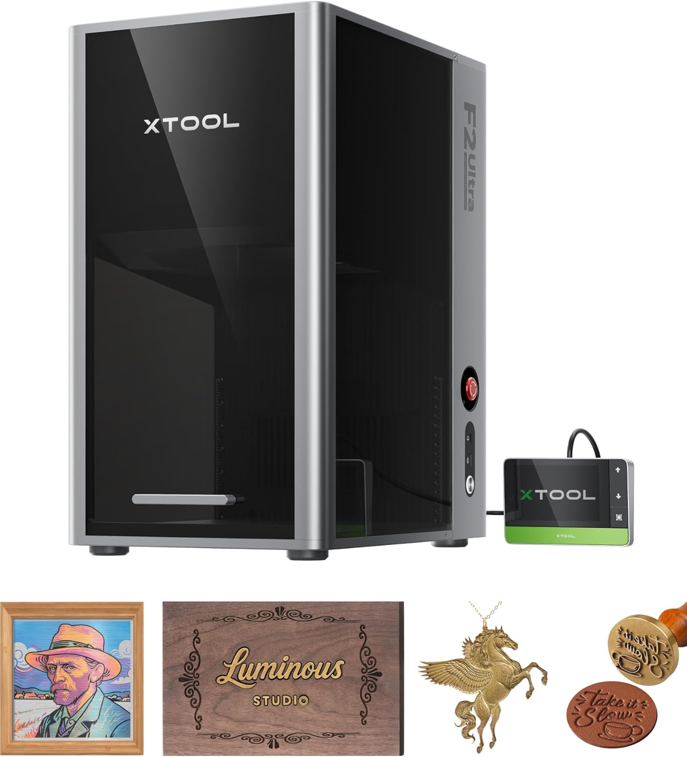 xTool F2 Ultra dual laser engraver machine with both fiber and diode lasers for versatile material processing