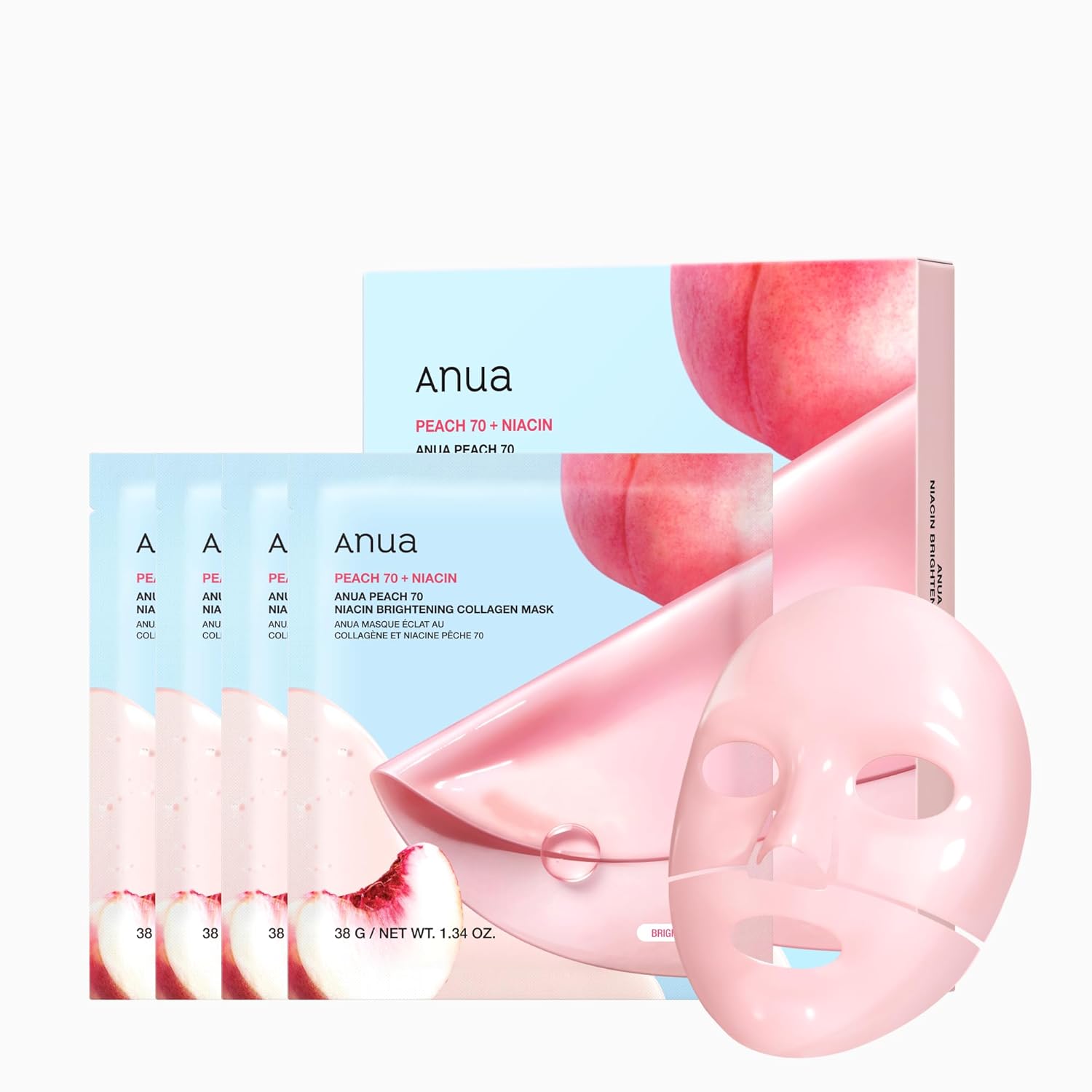 ANUA Peach 70 Niacin overnight face mask with collagen for glass skin, Korean skincare Valentine's gift