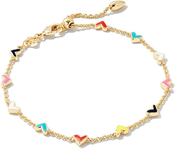 Kendra Scott Haven Heart gold chain bracelet with multi-colored stones, elegant Valentine's Day jewelry gift
