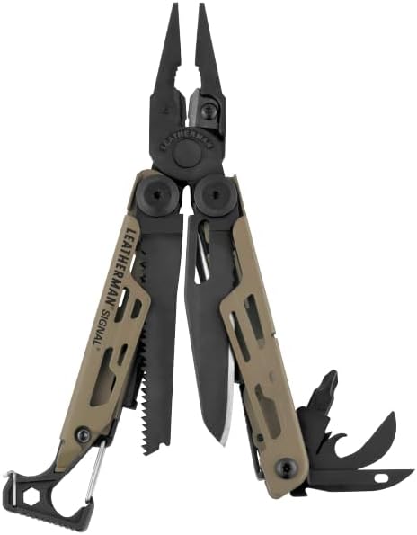 LEATHERMAN Signal 19-in-1 multi-tool in coyote tan, outdoor survival gear made in USA for Valentine's gift